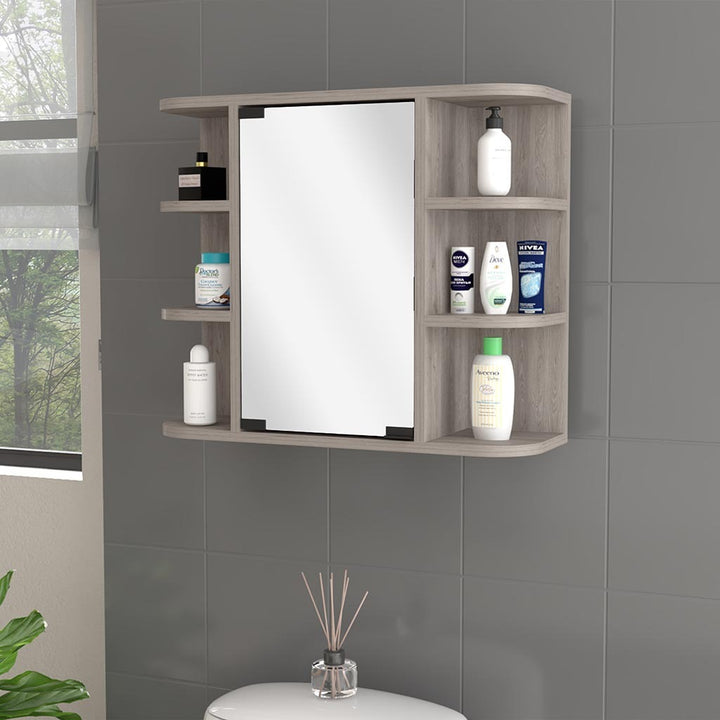 Valdez Medicine Cabinet With Six Shelves, Mirror Cabinet