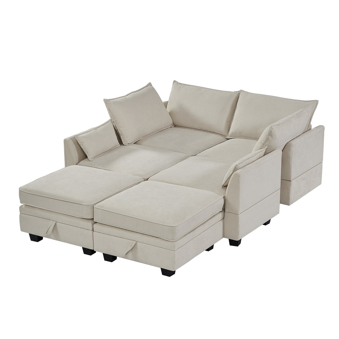 U_Style Modern Large U-Shape Modular Sectional Sofa,  Convertible Sofa Bed with Reversible Chaise for Living Room, Storage Seat