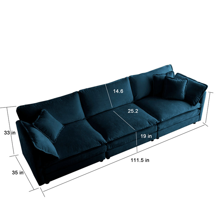 Free Combination Comfy Upholstery Modular Oversized L Shaped Sectional Sofa With Reversible Ottoman, Blue Chenille