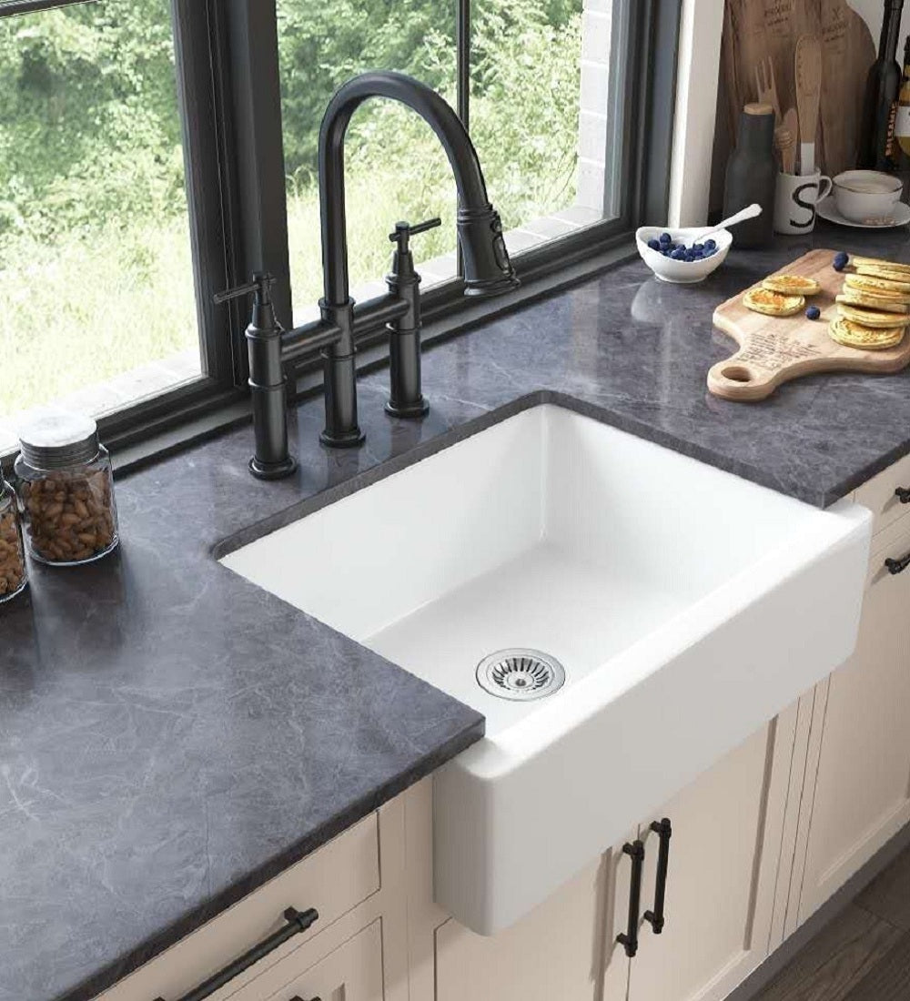 Bridge Kitchen Faucet with Pull-Down Sprayhead in Spot