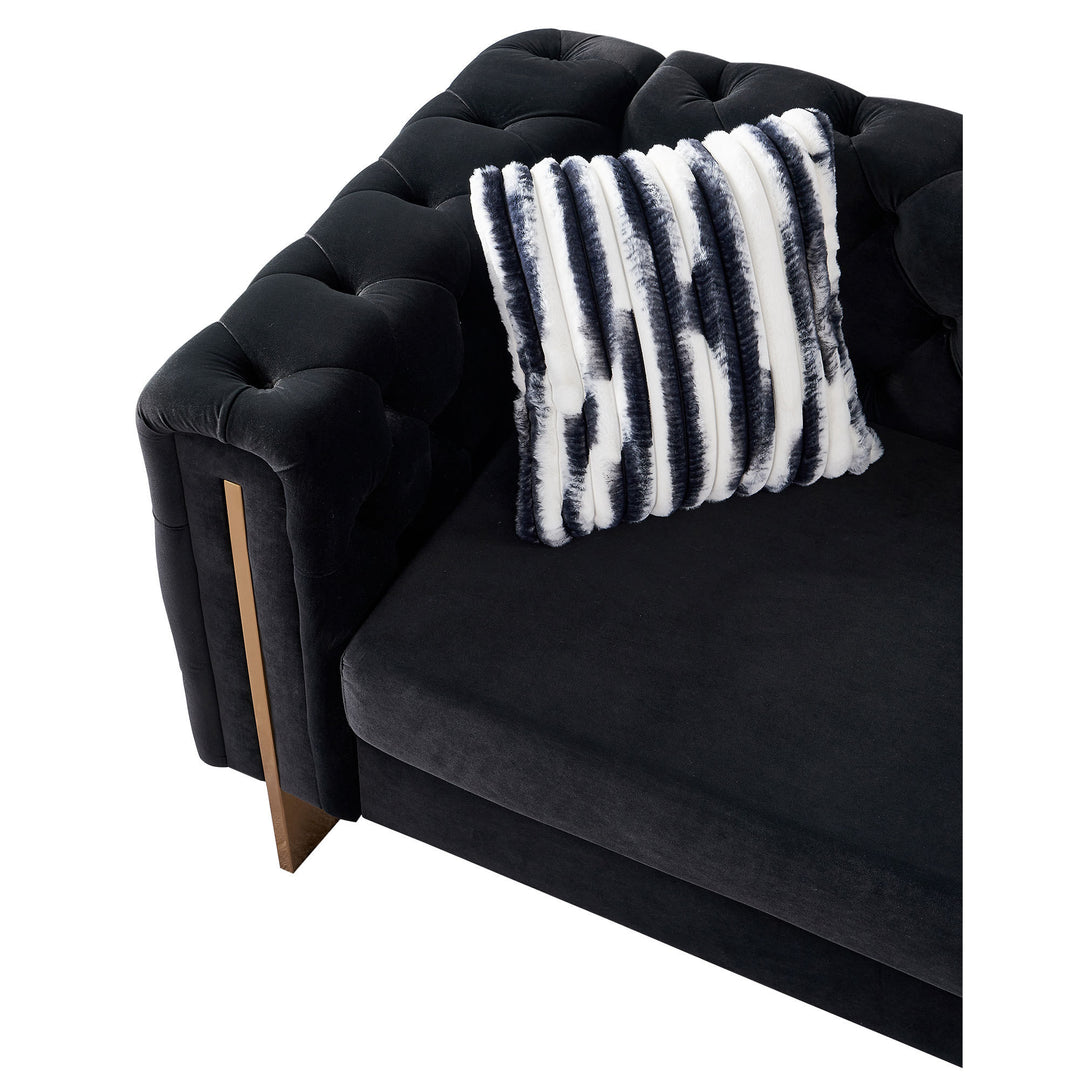 Chesterfield Modern Tufted Velvet Living Room Sofa, 84.25''W Couch,Black