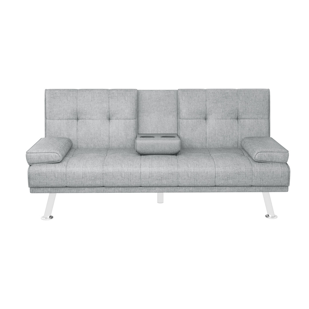 LIGHT GREY FOLDABLE SOFA BED WITH CUP HOLDER