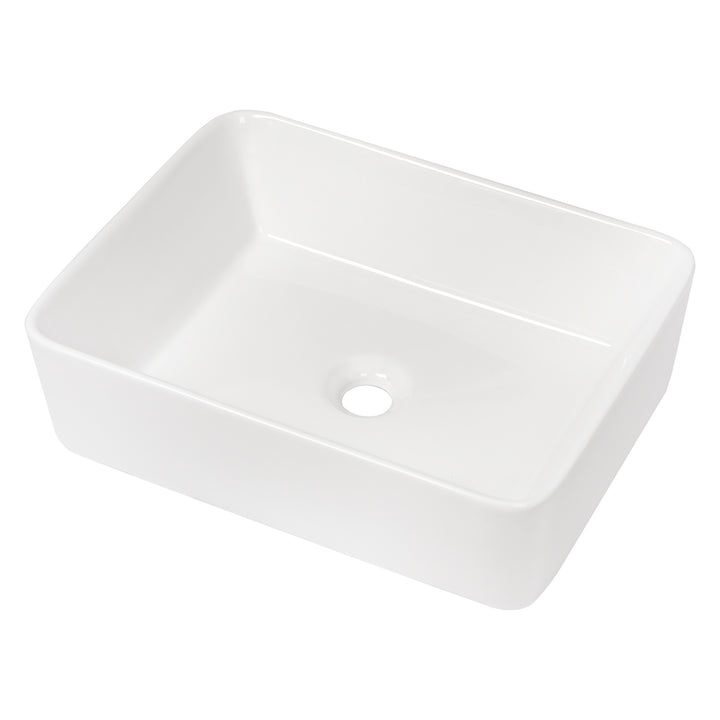 19"x15" White Ceramic Rectangular Vessel Bathroom Sink