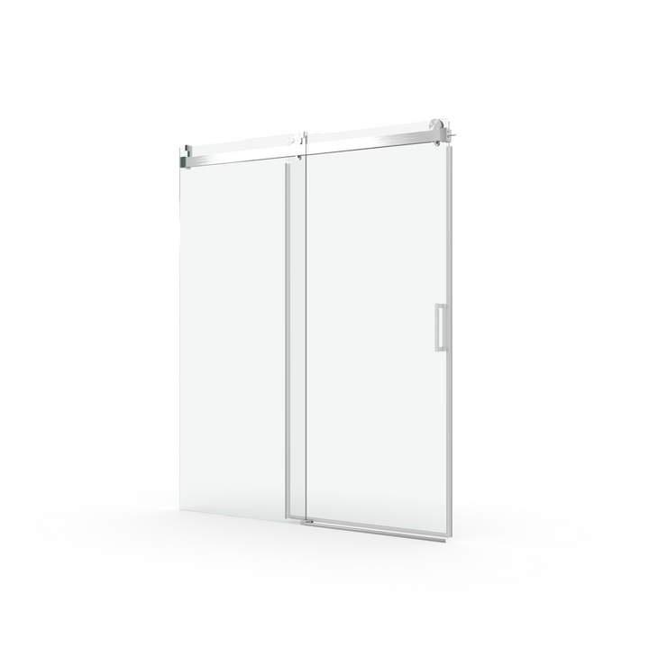 Elan 68 to 72 in. W x 76 in. H Sliding Frameless Soft-Close Shower Door with Premium 3/8 Inch (10mm) Thick Tampered Glass in Brushed Nickel 22D01-72BNX2