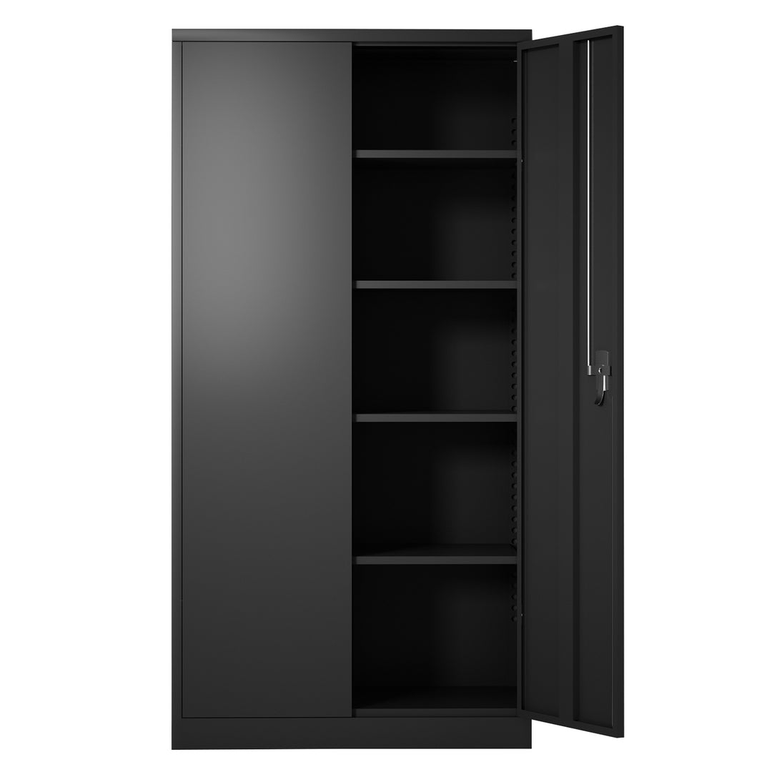 Metal Storage Cabinet,Steel Storage Cabinet with 2 Doors and 4 Adjustable Shelves,Black Metal Cabinet with Lock,72"Tall Steel