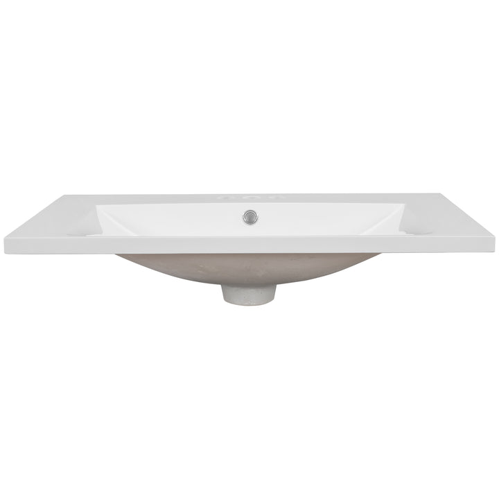 30" Single Bathroom Vanity Top with White Basin, 3-Faucet Holes, Ceramic, White