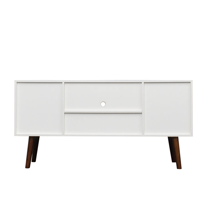 TV Stand Use in Living Room Furniture with 1 storage and 2 shelves Cabinet, high quality particle board,White