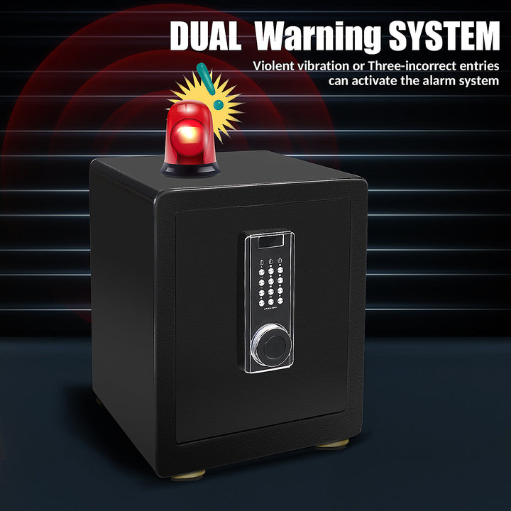 2 Cub Safe Box, 3 opening methods  Safe for Money Valuables This safe contains a memory chip, and the password will not be lost, Black