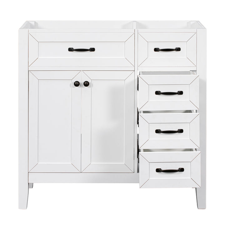 36" Bathroom Vanity without Sink, Cabinet Base Only, Bathroom Cabinet with Drawers, Solid Frame and MDF Board, White