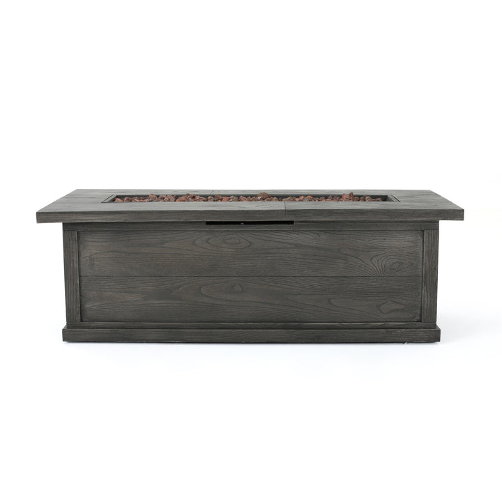 ANCHORAGE 56'' WOOD RECTANGULAR MGO FIRE TABLE GREY - 50,000 BTU With TANK HOLDER