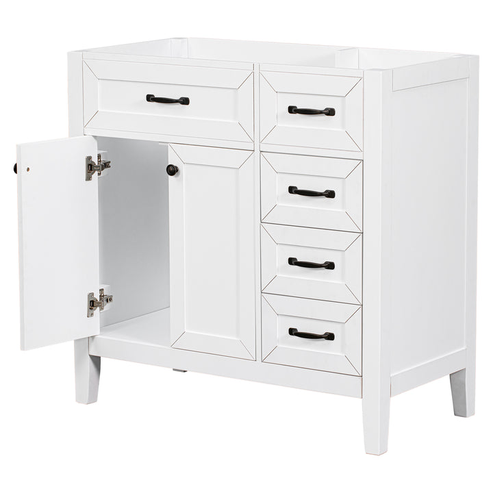 36" Bathroom Vanity without Sink, Cabinet Base Only, Bathroom Cabinet with Drawers, Solid Frame and MDF Board, White