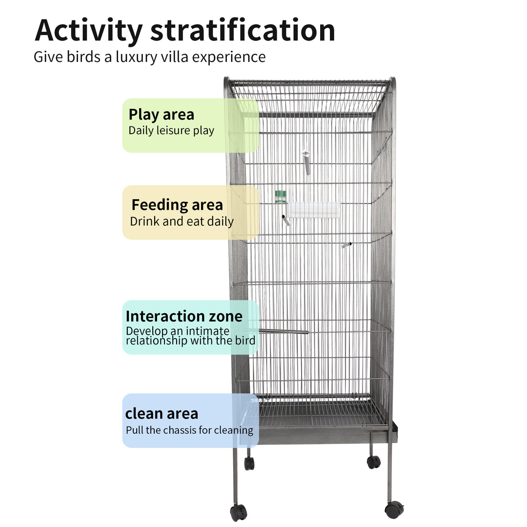 Bird Cage for Parakeets Cockatiels Parrot Green Cheek Conures Pigeons Lovebird with Rolling Stand