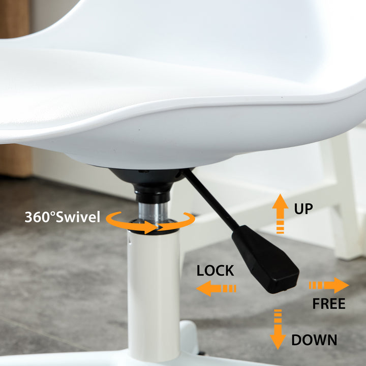 Modern Home Office Desk Chairs, Adjustable 360 °Swivel  Chair Engineering  Plastic Armless Swivel Computer  Chair With Wheels for Living Room, Bed Room Office Hotel Dining Room and White.