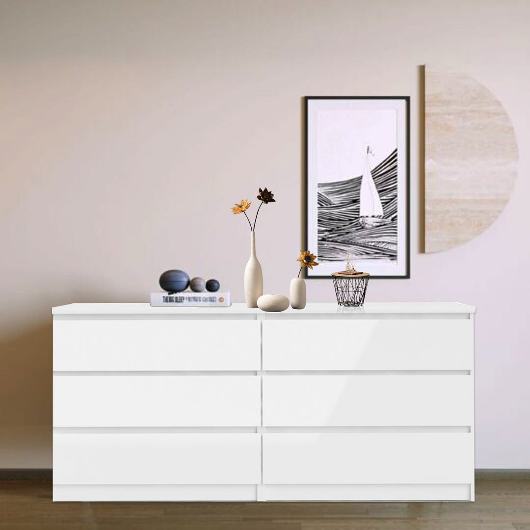 6 Drawer  Double Dresser for Bedroom Living Room Hallway,white