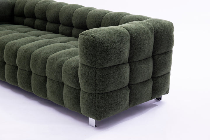 [New+Video]2146 Sofa includes two pillows 80" green  fleece for living room bedroom