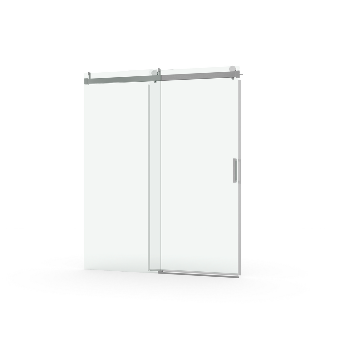 Elan 68 to 72 in. W x 76 in. H Sliding Frameless Soft-Close Shower Door with Premium 3/8 Inch (10mm) Thick Tampered Glass in Brushed Nickel 22D01-72BNX2