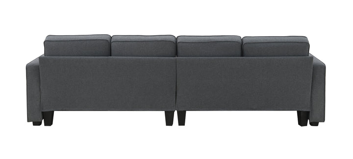 [VIDEO provided] [New] 104" 4-Seater Modern Linen Fabric Sofa with Armrest Pockets and 4 Pillows,Minimalist Style Couch for Living Room, Apartment, Office,3 Colors