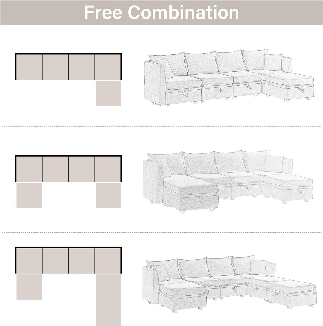 Modular Sectional Sofa, Convertible Sofa Couch with Storage, Sleeper Sectional Sofa Set, Flexible Modular Combinations Fabric Couch for Living Room