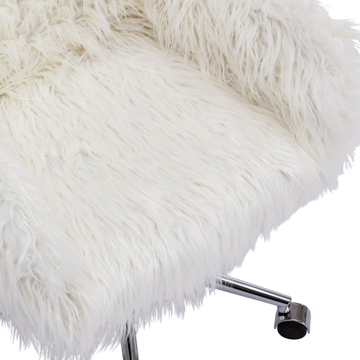 HengMing Modern Faux fur home office chair, fluffy chair for girls, makeup vanity Chair