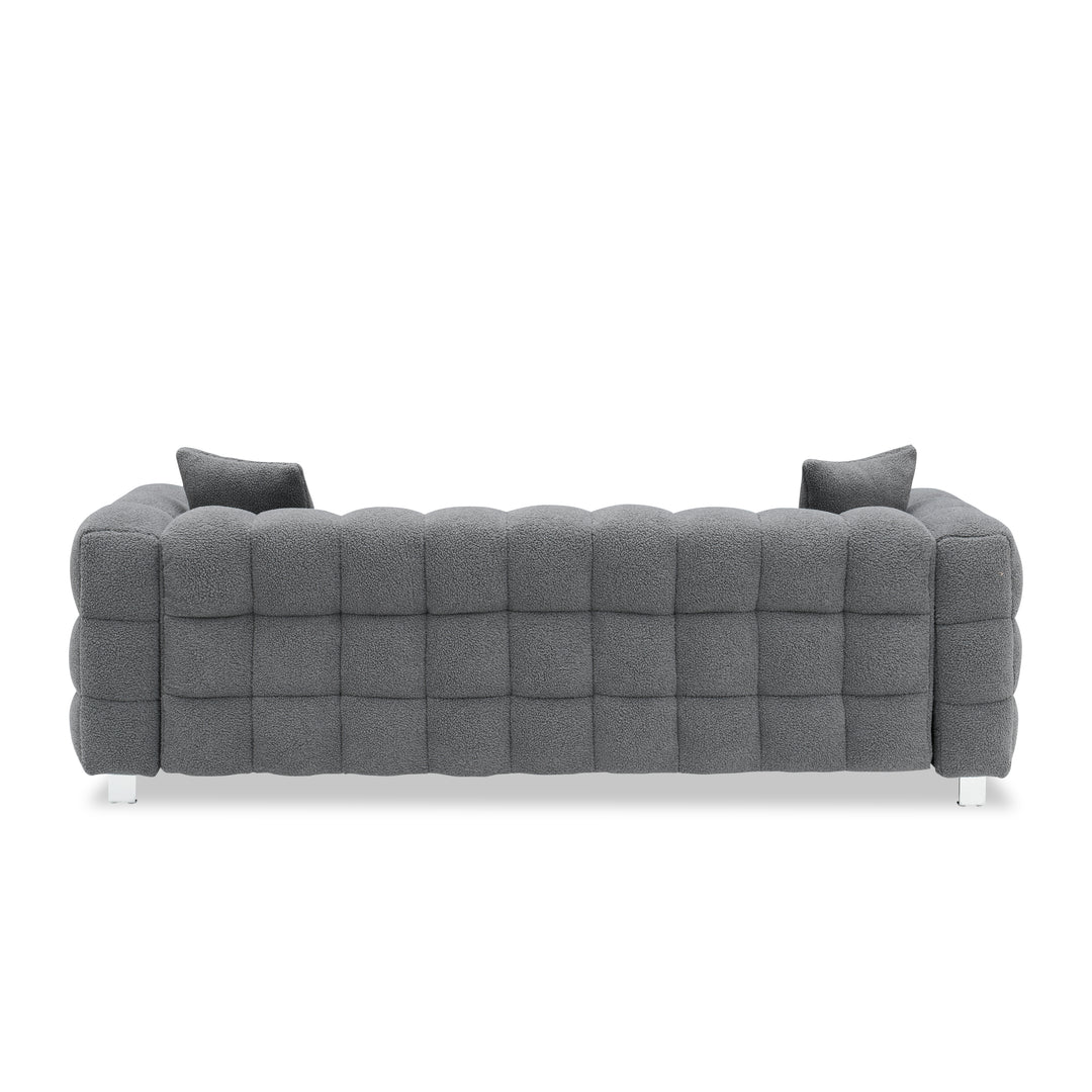 2146  Sofa Include Two Pillows 80" Gray Grain Fleece Fabric Suitable For Living Room Bedroom Apartment