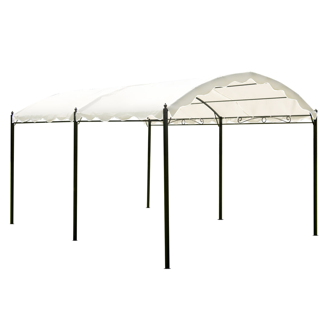 TOPMAX Outdoor Patio 13ft.Lx10ft.W Iron Carport Shelter Garage Tent, Garden Storage Shed with Anchor Kit, White