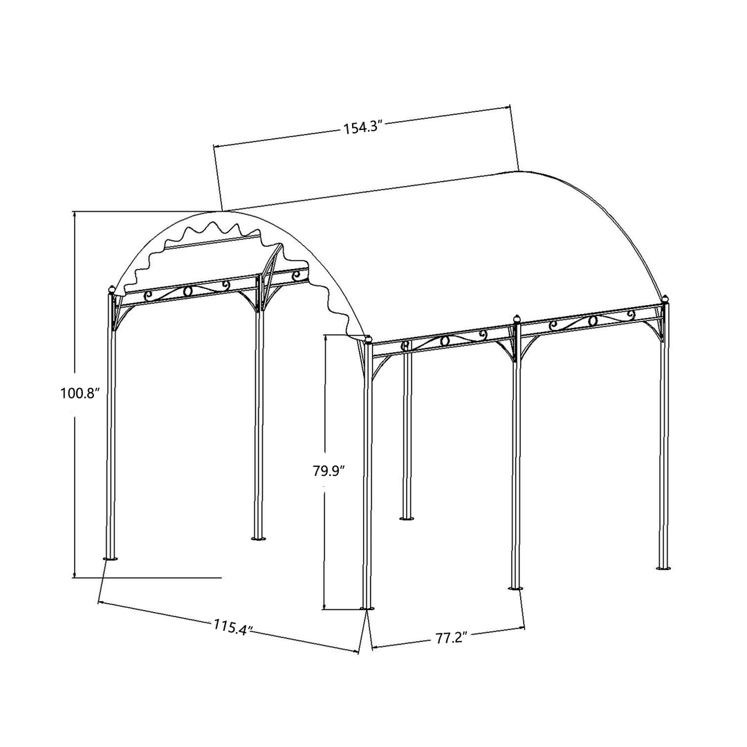 TOPMAX Outdoor Patio 13ft.Lx10ft.W Iron Carport Shelter Garage Tent, Garden Storage Shed with Anchor Kit, White