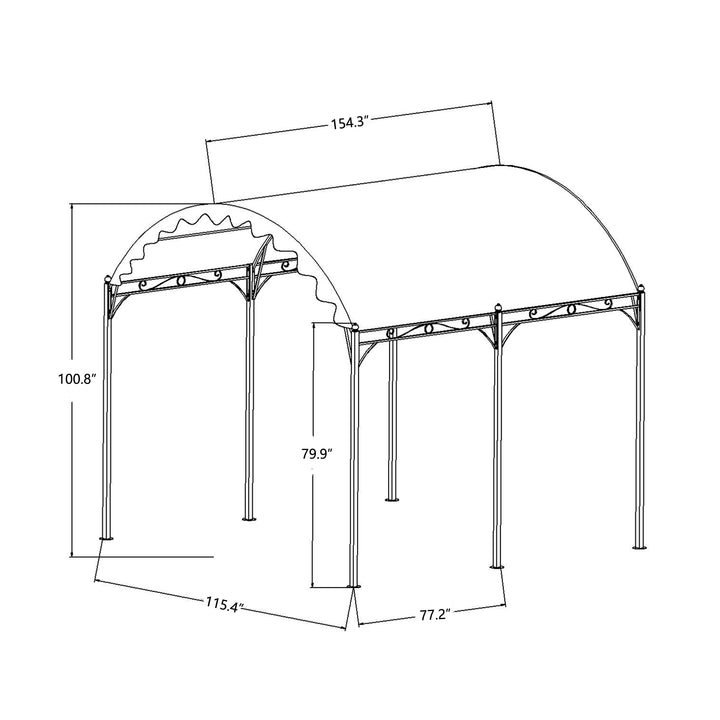 TOPMAX Outdoor Patio 13ft.Lx10ft.W Iron Carport Shelter Garage Tent, Garden Storage Shed with Anchor Kit, White