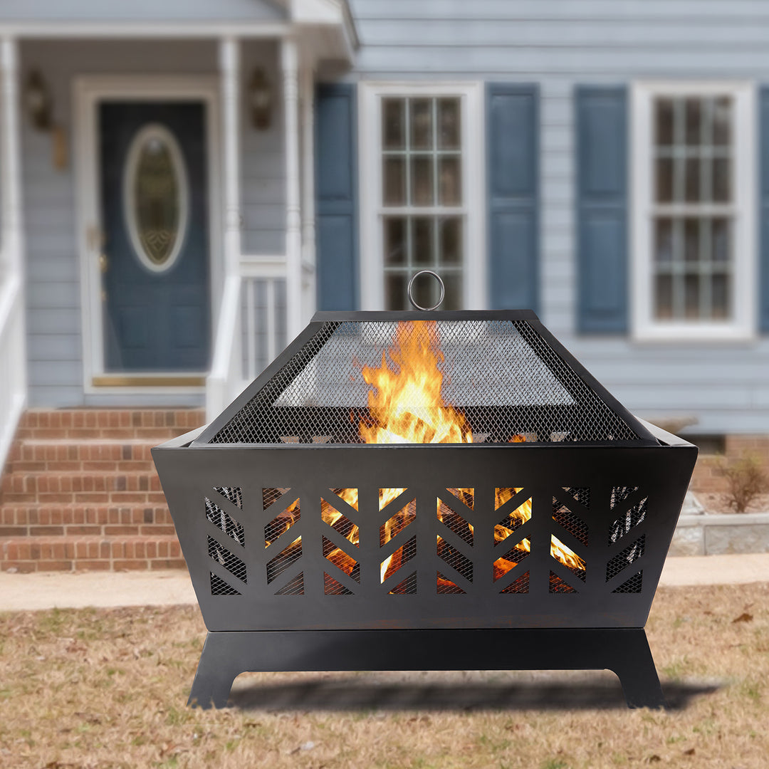 25.98'' Square IRON FIRE PIT OUTDOOR