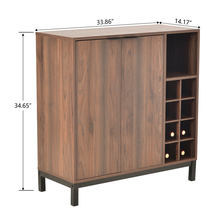 K&K Sideboards and Buffets With Storage Coffee Bar Cabinet Wine Racks Storage Server Dining Room Console 34 Inch(Dark brown)