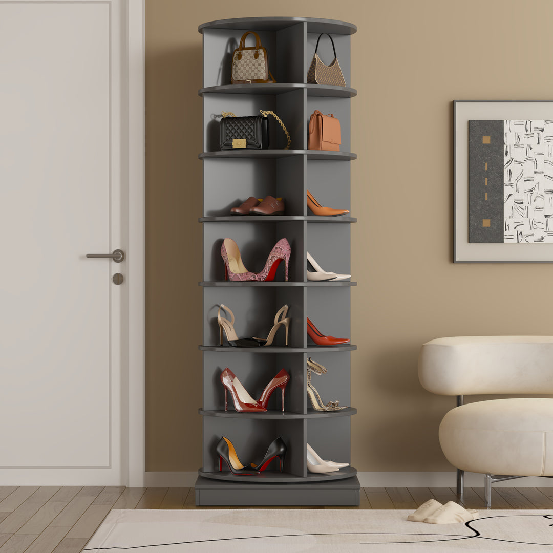 new 360 gray rotating shoe cabinet with 7 layers can accommodate up to 28 Paris shoes