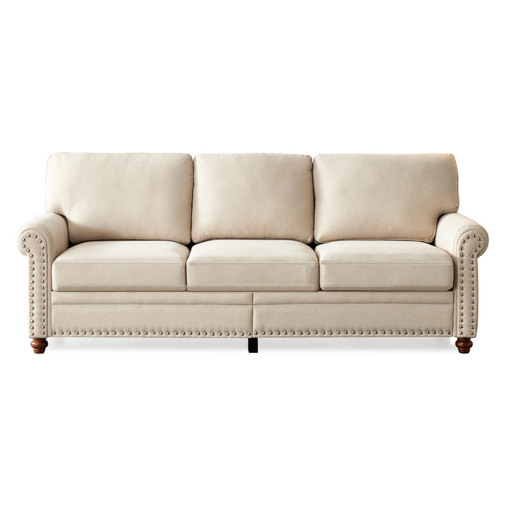 Linen Fabric Upholstery with Storage Sofa (Beige)