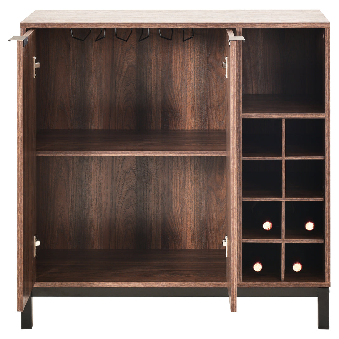 K&K Sideboards and Buffets With Storage Coffee Bar Cabinet Wine Racks Storage Server Dining Room Console 34 Inch(Dark brown)