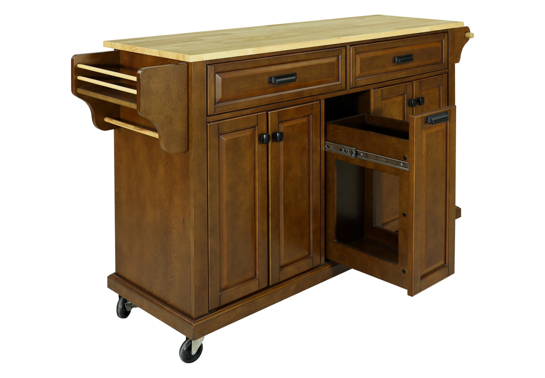 Cambridge Natural Wood Top Kitchen Island with Storage