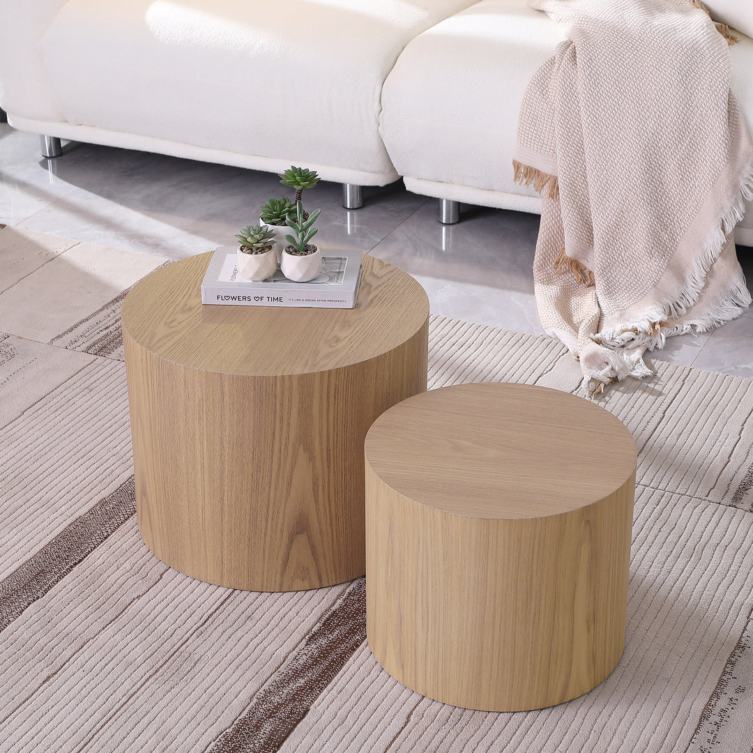 MDF side table/coffee table/end table/nesting table set of 2 with oak veneer for living room,office,bedroom