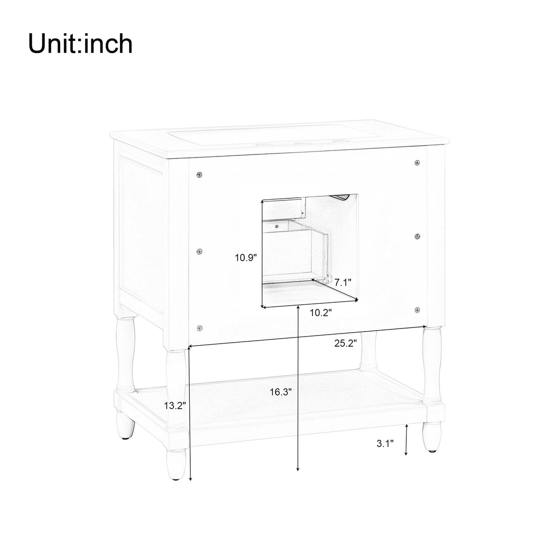 30" Bathroom Vanity with Sink Top, Bathroom Vanity Cabinet with Two Doors and Two Drawers, Solid Wood Frame, One Package, Green