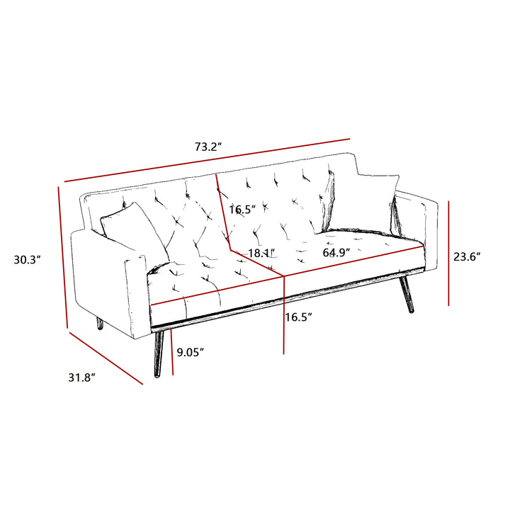 Cream White  Convertible Folding Futon Sofa Bed , Sleeper Sofa Couch for Compact Living Space.