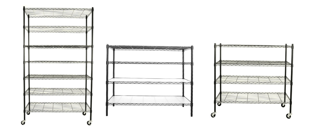 7 Tier Wire Shelving Unit, 2450 LBS NSF Height Adjustable Metal Garage Storage Shelves with Wheels, Heavy Duty Storage Wire Rack Metal Shelves - Black