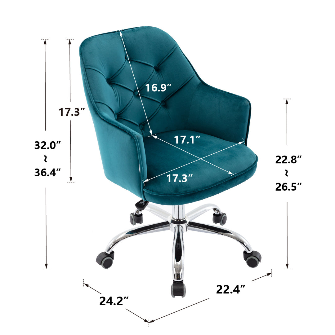 COOLMORE Velvet Swivel Shell Chair for Living Room, Office chair  Modern Leisure Arm Chair LAKE  BLUE