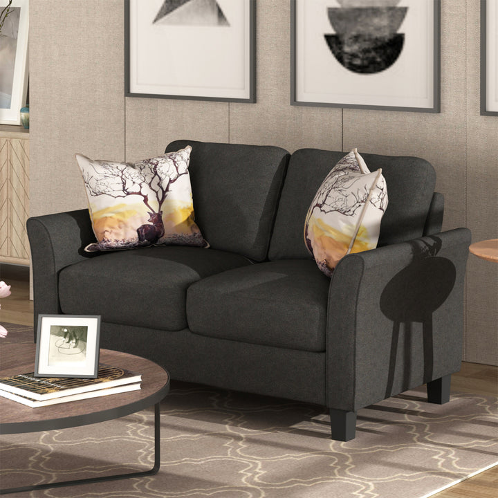 Living Room Furniture Loveseat Sofa and 3-seat  sofa (Black)