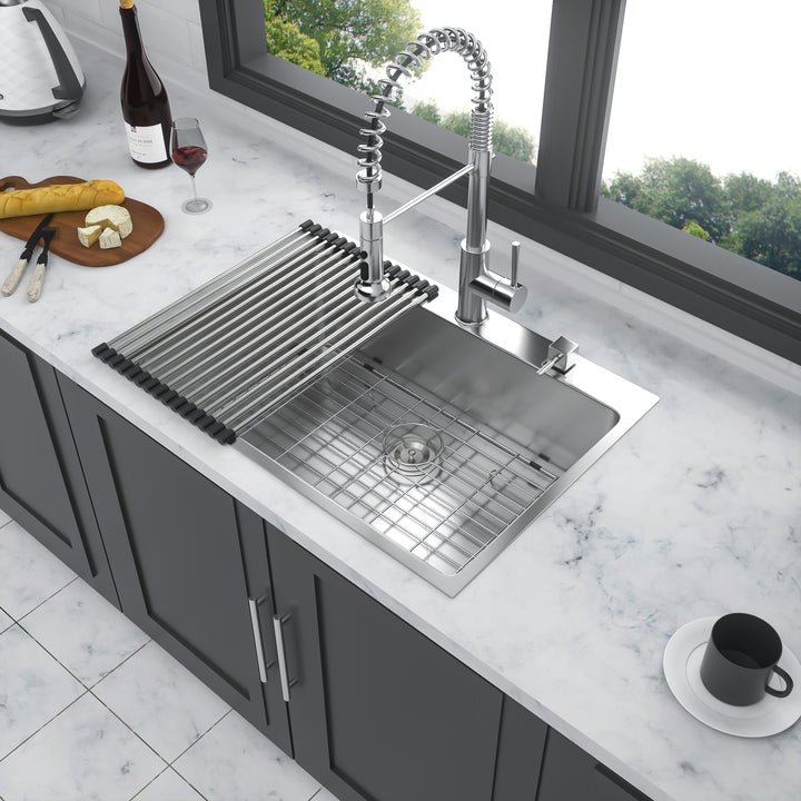 30x22 inch Kitchen Sink Drop In 16 Gauge Stainless Steel 30" Single Bowl Topmount Kitchen Sink Basin