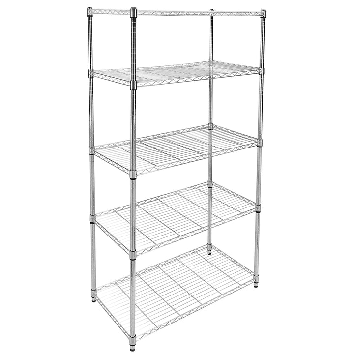 Simple Deluxe Heavy Duty 5-Shelf Shelving Unit, 35" D x 18"W x 70" H, 35 x 18 x 70‘’, Chrome