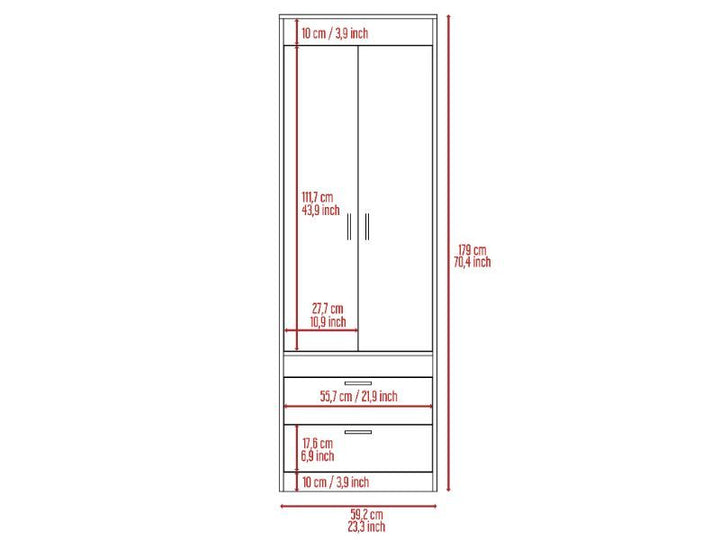 Willow Grove 2-Drawer Armoire Light Gray