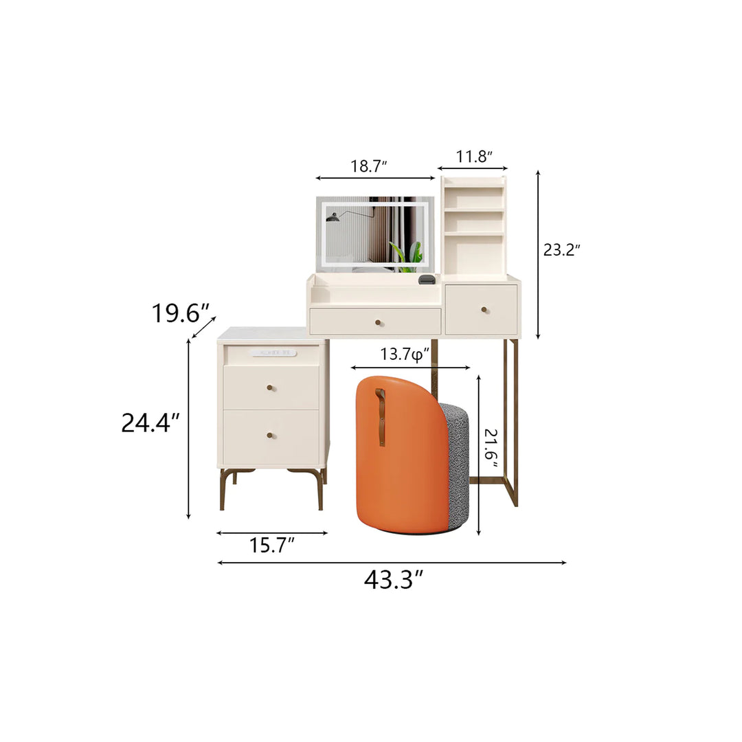 Makeup Vanity Table Set 43.3 X 19.6 X 47.6 in