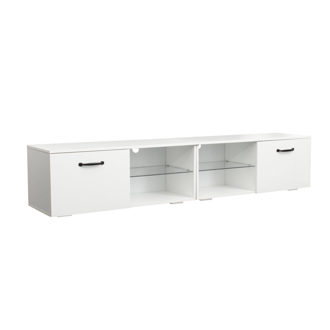 TV cabinet with LED light, white TV cabinet