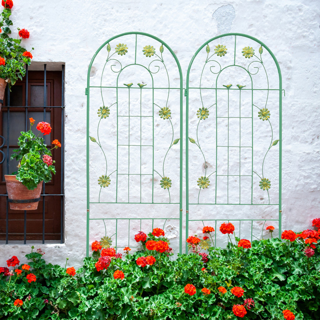 2 Pack Metal Garden Trellis 71" x 19.7" Rustproof Trellis for Climbing Plants Outdoor Flower Support Green