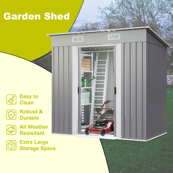 6'x4' Outdoor Metal Storage Shed for Garden Tools Lockable Door