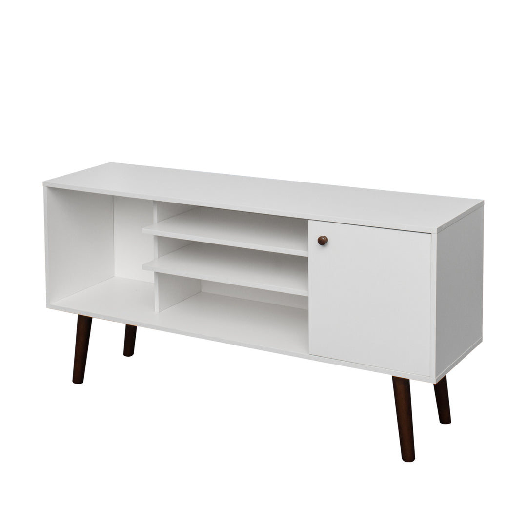 TV Stand Use in Living Room Furniture with 1 storage and 2 shelves Cabinet, high quality particle board,White