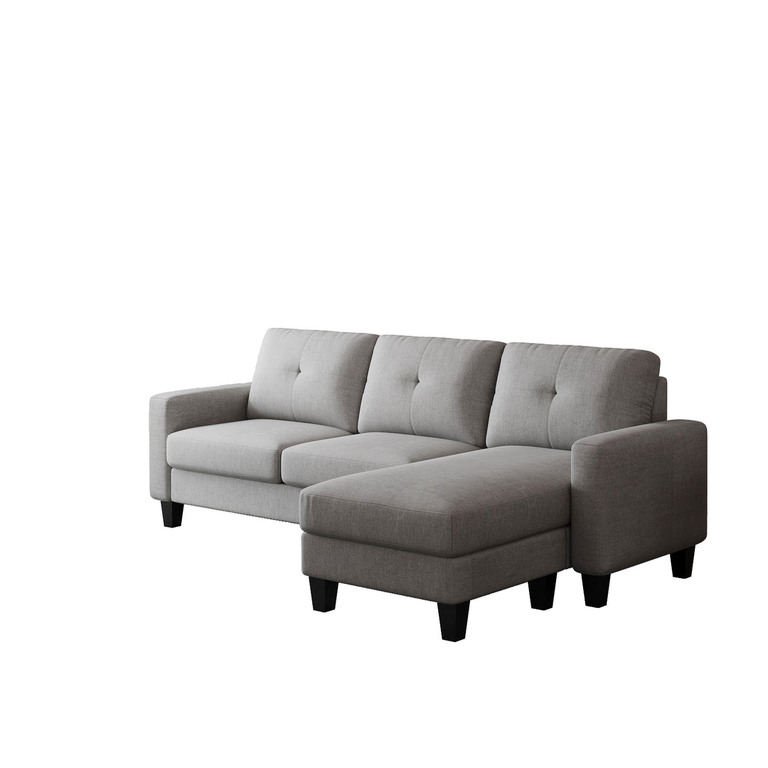 Living Room Furniture with Polyestr Fabric L Shape Couch Corner Sofa for Small Space Grey