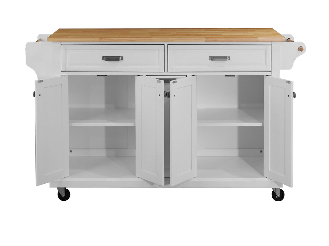 Cambridge Natural Wood Top Kitchen Island with Storage