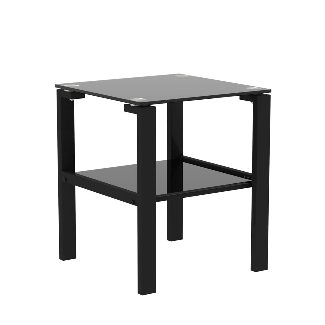 Black Glass Coffee Table, Clear Coffee Table，Modern Side Center Tables for Living Room， Living Room Furniture